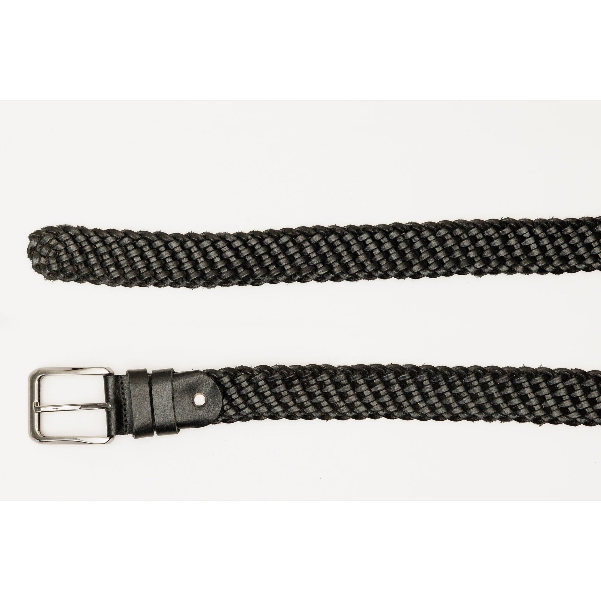The Grand Woven Black Color Leather Belt