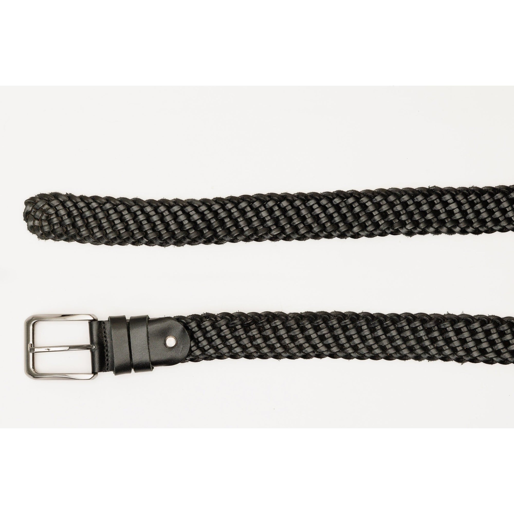 The Mclean Woven Black Leather Belt