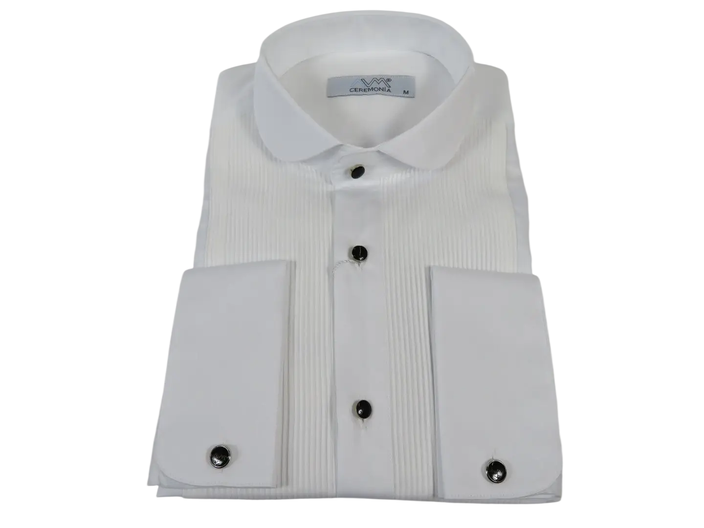 Men CEREMONIA Formal Cotton Shirt Round Wingtip Slim Fit Turkey #ABT 13 White