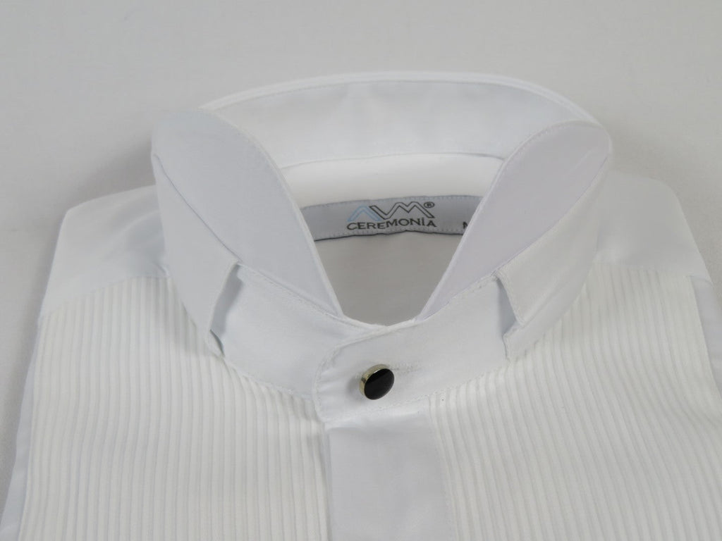 Men CEREMONIA Formal Cotton Shirt Round Wingtip Slim Fit Turkey #ABT 13 White