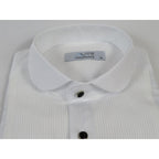 Men CEREMONIA Formal Cotton Shirt Round Wingtip Slim Fit Turkey #ABT 13 White