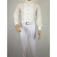 Men Apollo King Band Collarless Church Suit Mandarin 5 Hidden Buttons AG58 White