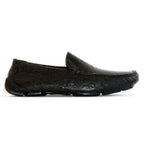 Genuine Ostrich and Ostrich Leg Exotic Driver Shoes Alba Black