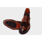 The Albus Tan Leather & Suede Double Strap Monk Brogue Men  Boot