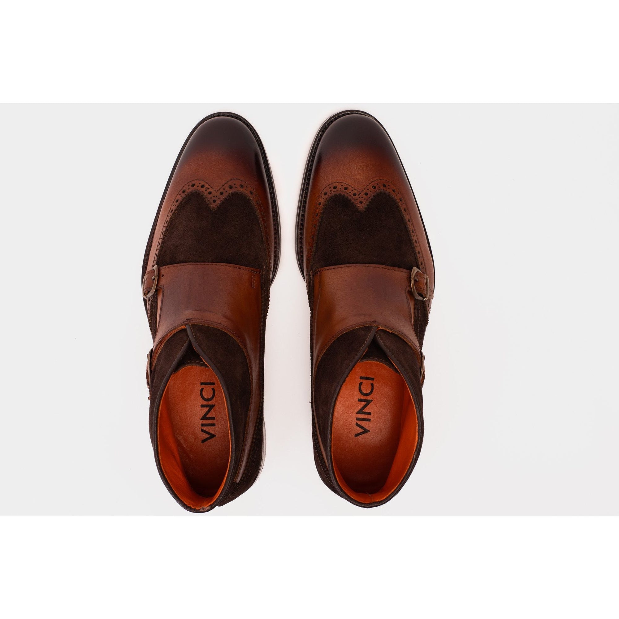 The Albus Tan Leather & Suede Double Strap Monk Brogue Men  Boot