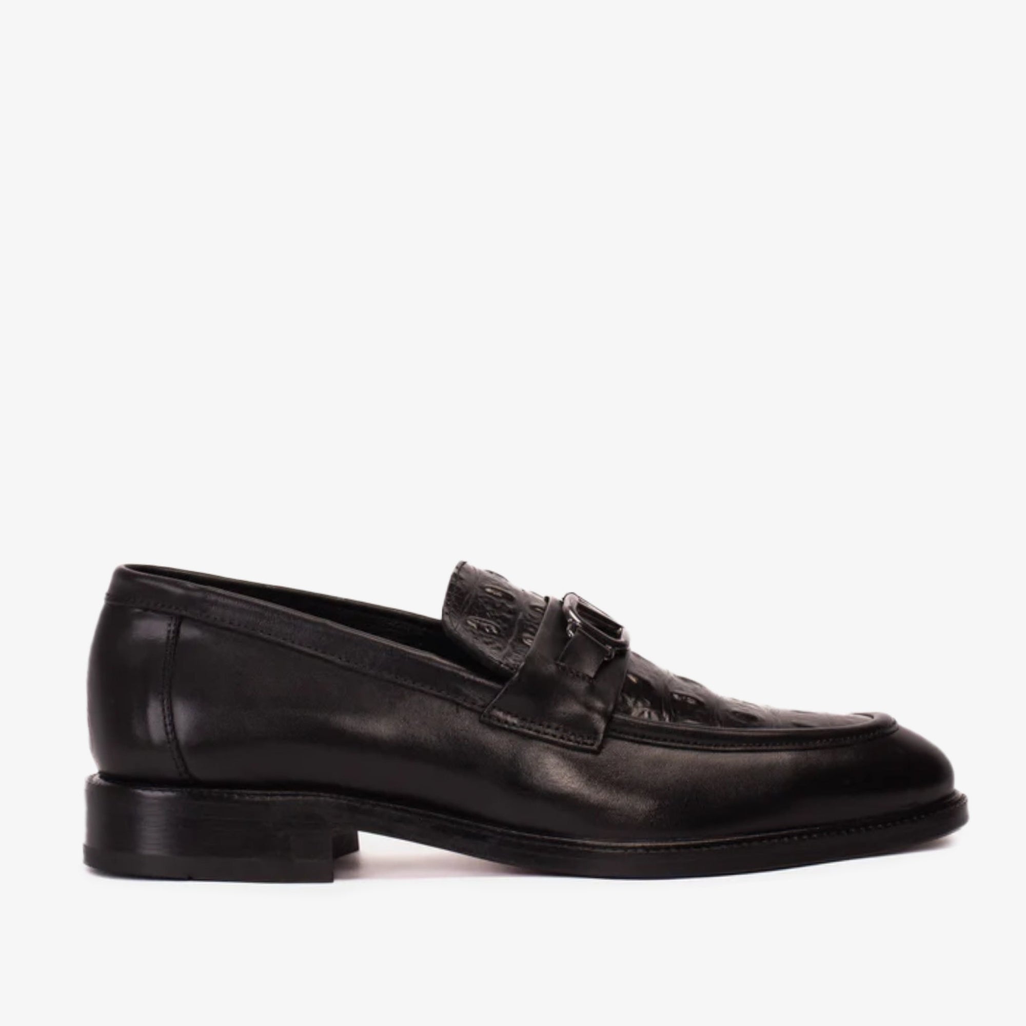Vinci Amsterdam Black Bit Loafer Men Leather Shoes