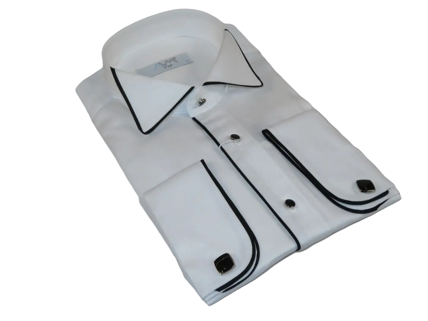 Men CEREMONIA Formal Cotton Shirt Wingtip Slim Fit Turkey #ATB 13 White/Black