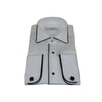 Men CEREMONIA Formal Cotton Shirt Wingtip Slim Fit Turkey #ATB 13 White/Black