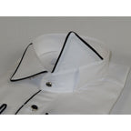 Men CEREMONIA Formal Cotton Shirt Wingtip Slim Fit Turkey #ATB 13 White/Black