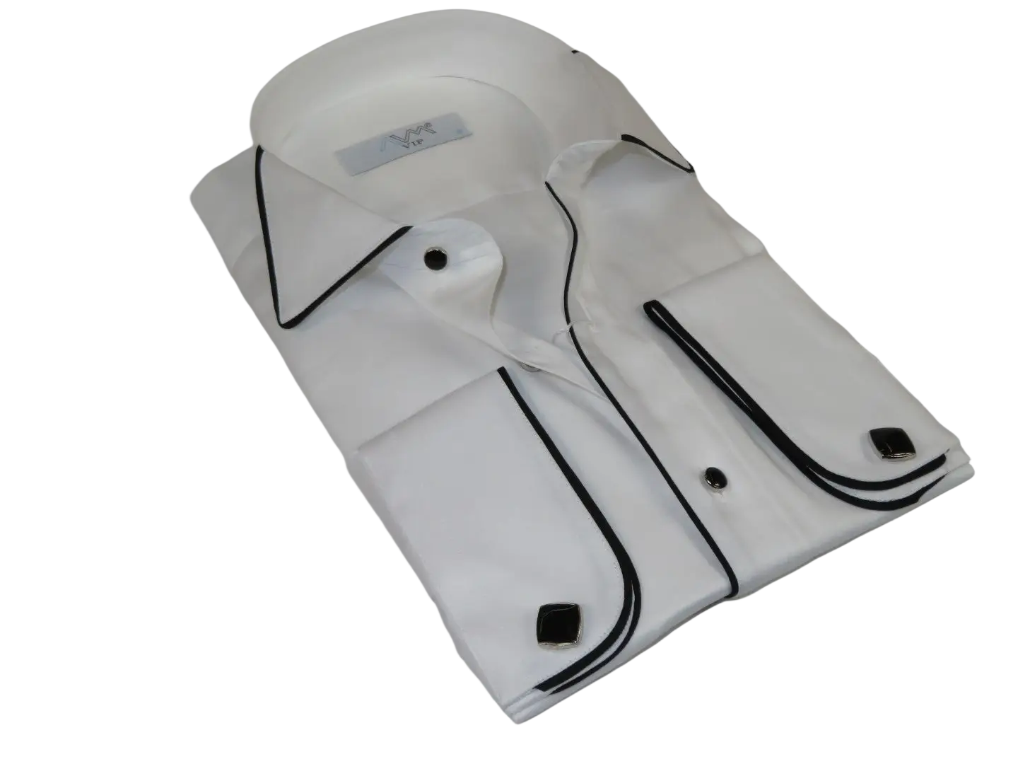 Men CEREMONIA Formal Cotton Shirt Wingtip Slim Fit Turkey #ATB 13 White/Black