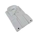 Men CEREMONIA Formal Cotton Shirt Wingtip Slim Fit Turkey #ATC 13 White Pleated