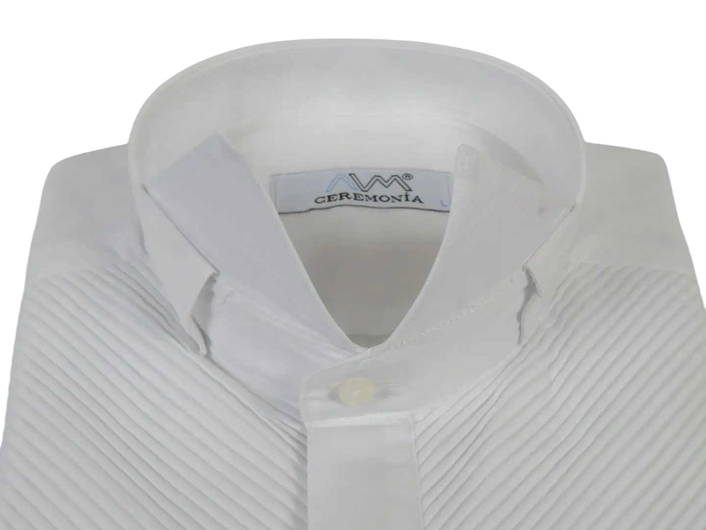 Men CEREMONIA Formal Cotton Shirt Wingtip Slim Fit Turkey #ATC 13 White Pleated