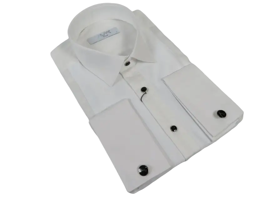 Men CEREMONIA Formal Tux Cotton Shirt Slim Fit Turkey #ATK 13 White Corded