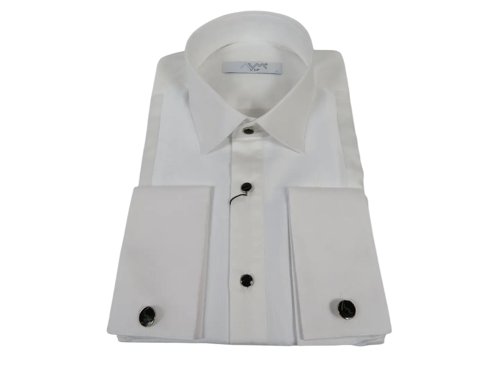 Men CEREMONIA Formal Tux Cotton Shirt Slim Fit Turkey #ATK 13 White Corded