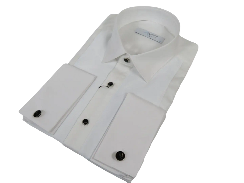 Men CEREMONIA Formal Tux Cotton Shirt Slim Fit Turkey #ATK 13 White Corded