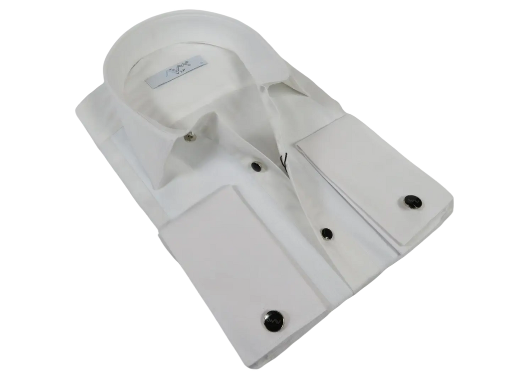 Men CEREMONIA Formal Tux Cotton Shirt Slim Fit Turkey #ATK 13 White Corded