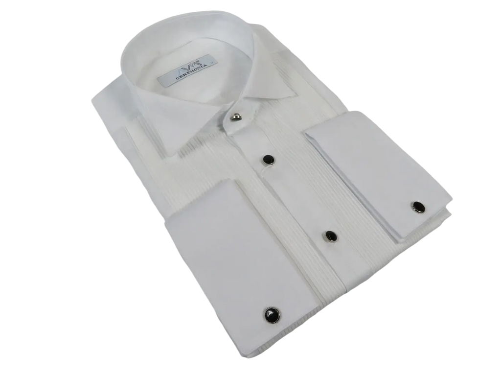 Men CEREMONIA Formal Cotton Shirt Wingtip Slim Fit Turkey #ATP 13 White