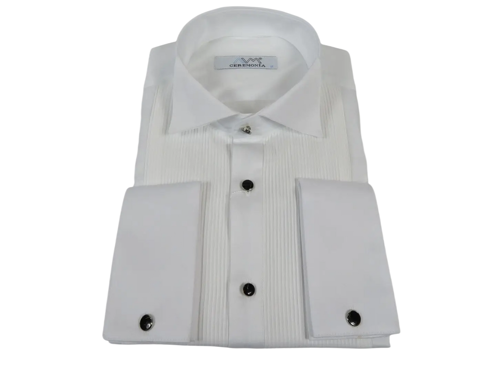 Men CEREMONIA Formal Cotton Shirt Wingtip Slim Fit Turkey #ATP 13 White