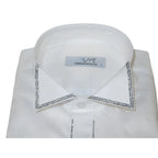 Men CEREMONIA Formal Cotton Shirt Rhinestone Slim Fit Turkey #ATS 13 White