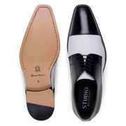 Belvedere Studio Alexander Genuine Italian Deerskin Derby Black/White