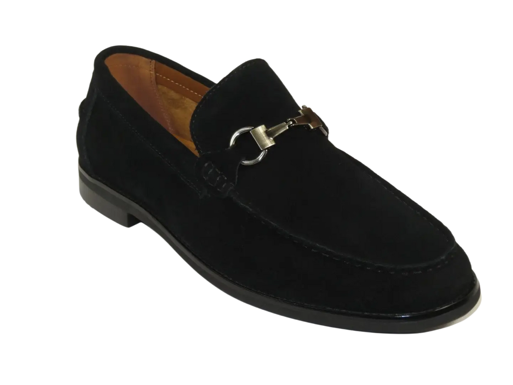 Men's Shoes STEVE MADDEN Soft Leather Upper Slip on Alfio Black Suede