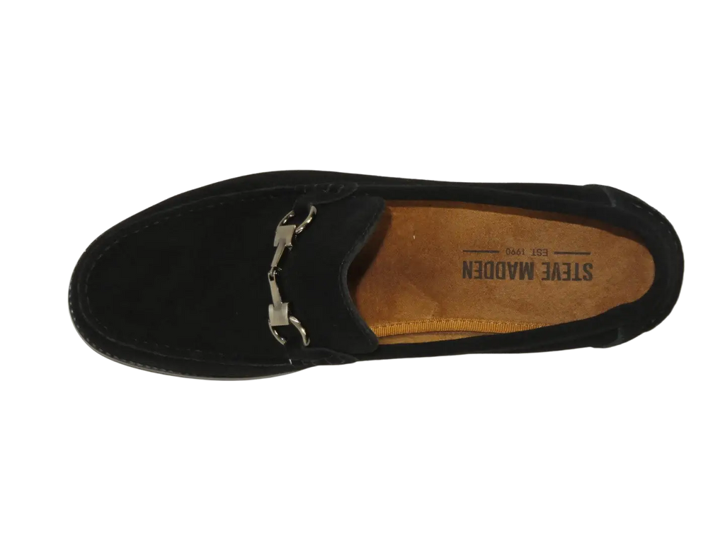 Men's Shoes STEVE MADDEN Soft Leather Upper Slip on Alfio Black Suede