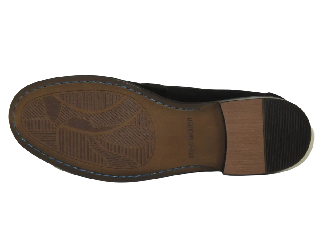 Men's Shoes STEVE MADDEN Soft Leather Upper Slip on Alfio Black Suede