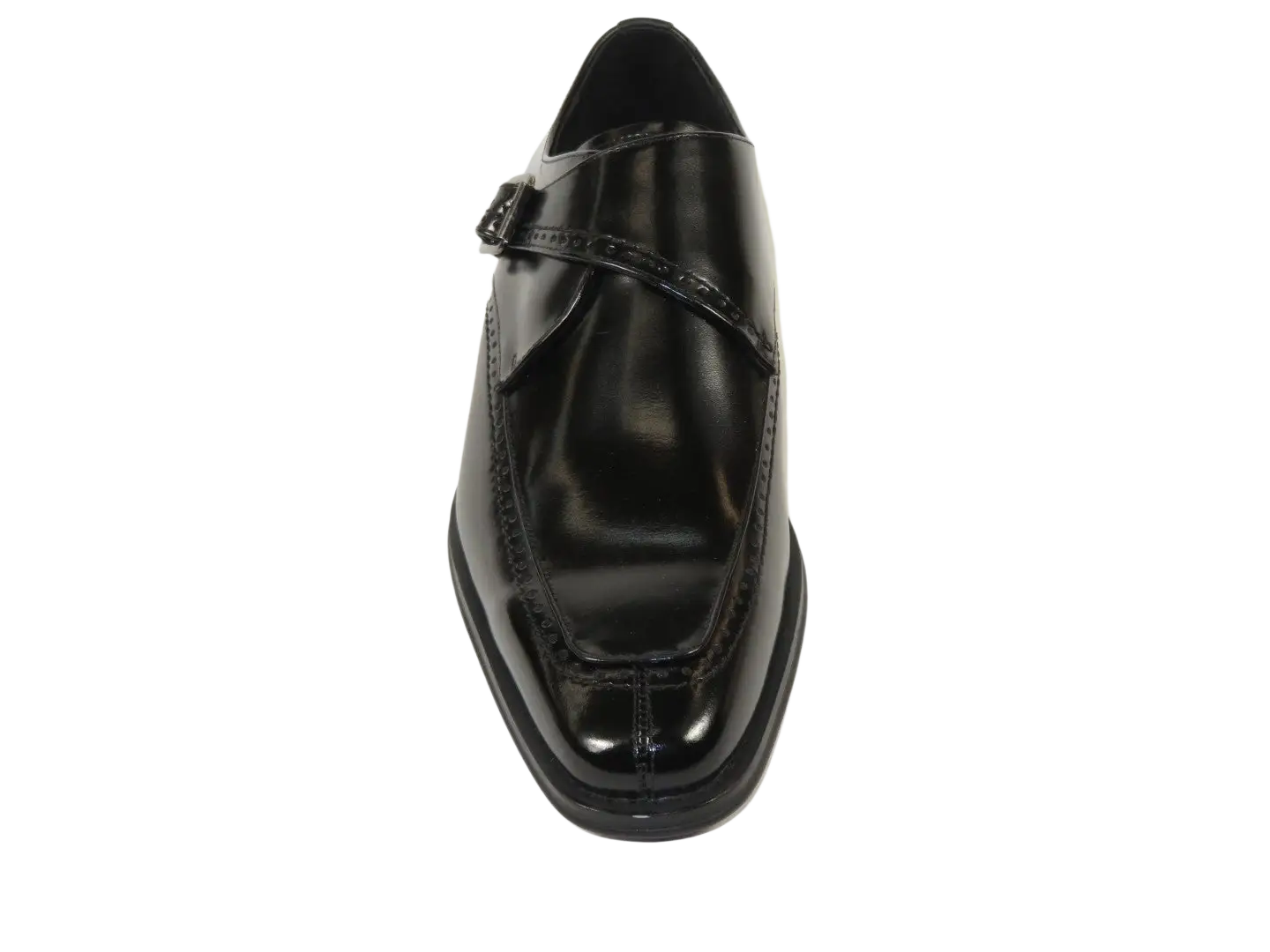 Men's Giovanni Shoes High Quality Leather Monk Strap Buckle AMATO Black