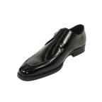 Men's Giovanni Shoes High Quality Leather Monk Strap Buckle AMATO Black