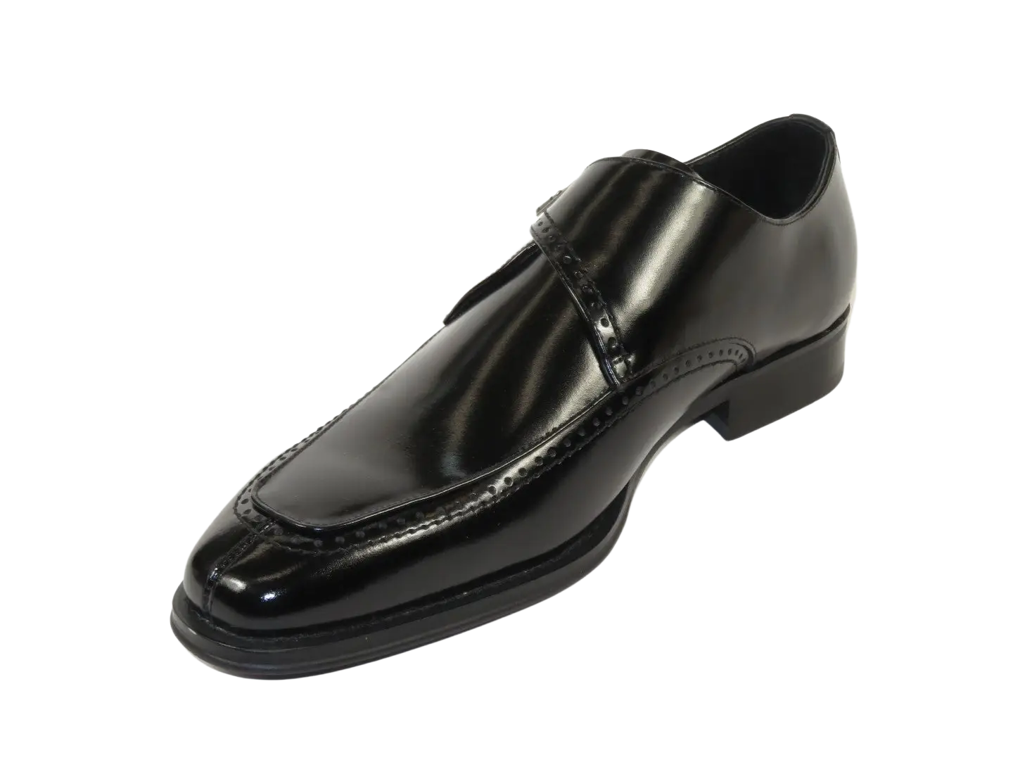 Men's Giovanni Shoes High Quality Leather Monk Strap Buckle AMATO Black