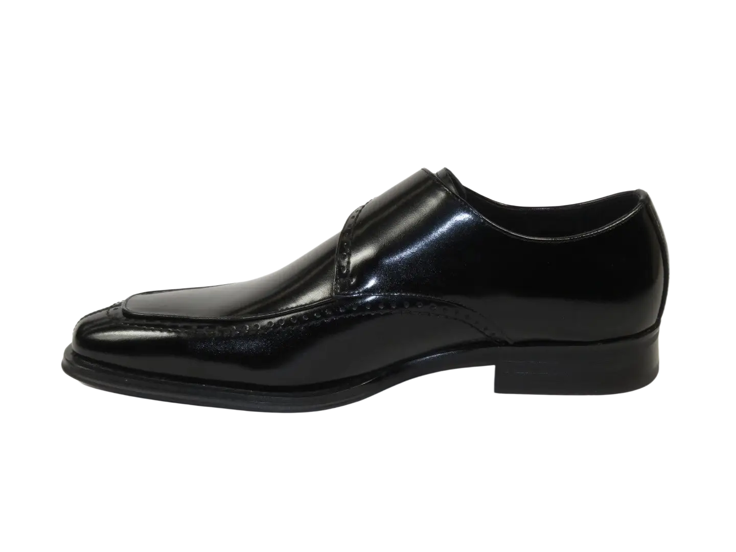 Men's Giovanni Shoes High Quality Leather Monk Strap Buckle AMATO Black