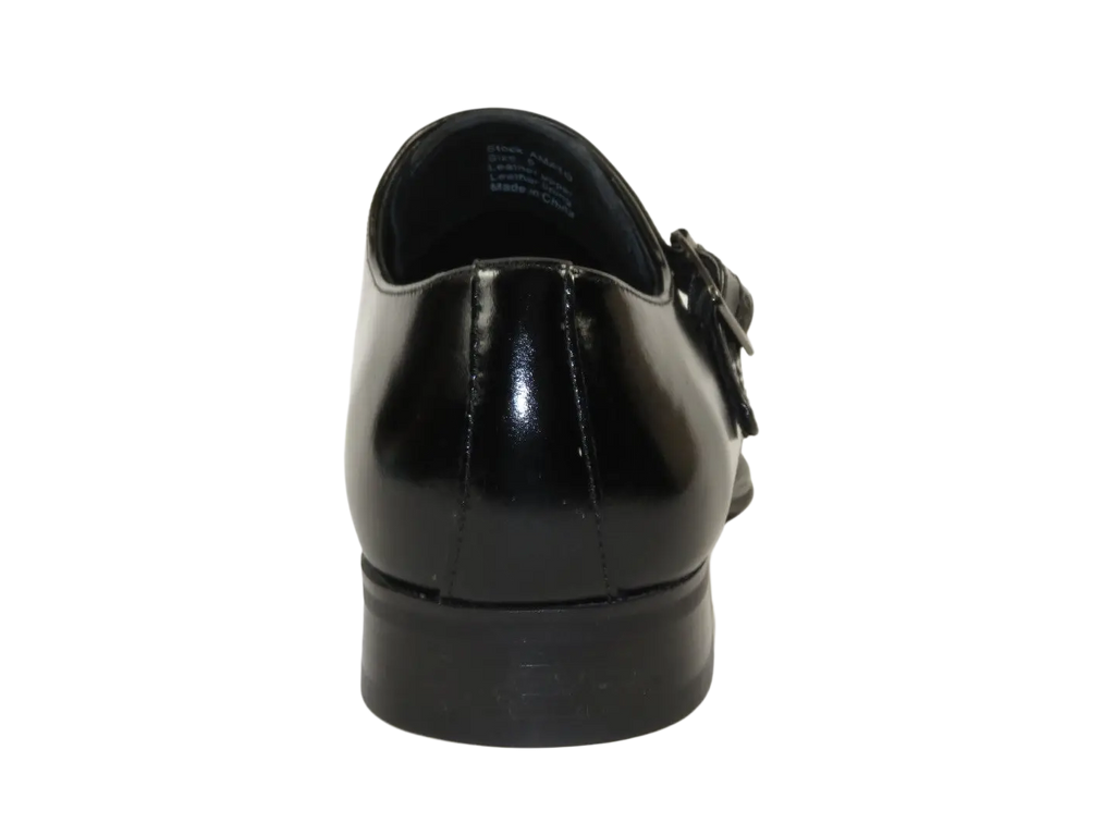 Men's Giovanni Shoes High Quality Leather Monk Strap Buckle AMATO Black