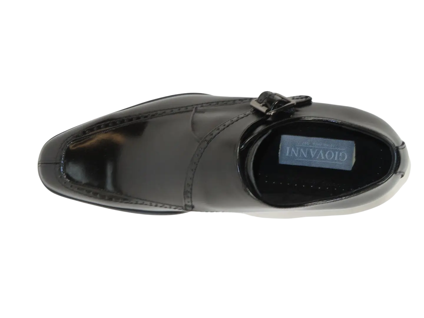 Men's Giovanni Shoes High Quality Leather Monk Strap Buckle AMATO Black