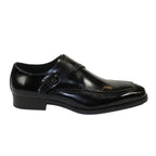Men's Giovanni Shoes High Quality Leather Monk Strap Buckle AMATO Black
