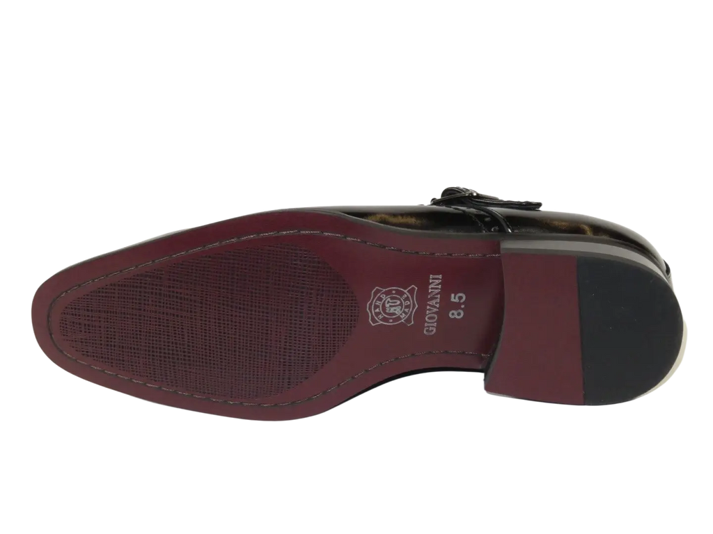 Men's Giovanni Shoes High Quality Leather Monk Strap Buckle AMATO Black