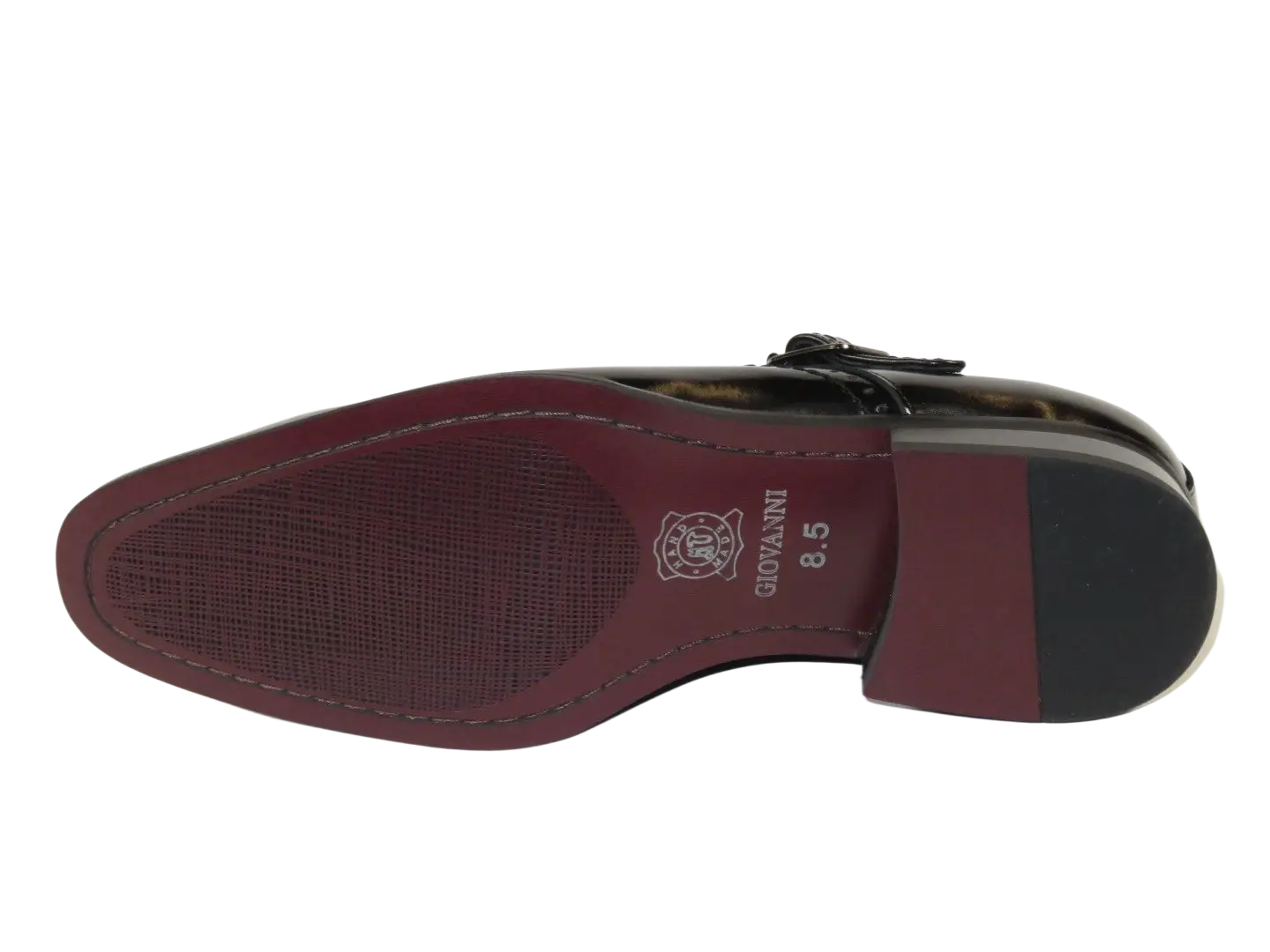 Men's Giovanni Shoes High Quality Leather Monk Strap Buckle AMATO Black