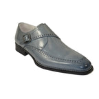 Men's Giovanni Shoes High Quality Leather Monk Strap Buckle AMATO gray