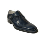 Men's Giovanni Shoes High Quality Leather Monk Strap Buckle AMATO Navy