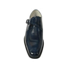 Men's Giovanni Shoes High Quality Leather Monk Strap Buckle AMATO Navy