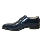 Men's Giovanni Shoes High Quality Leather Monk Strap Buckle AMATO Navy