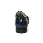Men's Giovanni Shoes High Quality Leather Monk Strap Buckle AMATO Navy