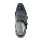 Men's Giovanni Shoes High Quality Leather Monk Strap Buckle AMATO Navy