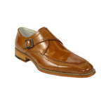 Men's Giovanni Shoes High Quality Leather Monk Strap Buckle AMATO Tan