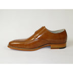 Men's Giovanni Shoes High Quality Leather Monk Strap Buckle AMATO Tan
