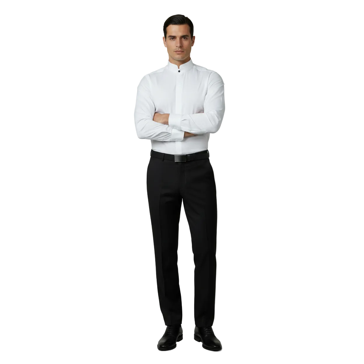 Mens CEREMONIA AVM Turkey Cotton Banded Minister Shirt Angelino-13 White