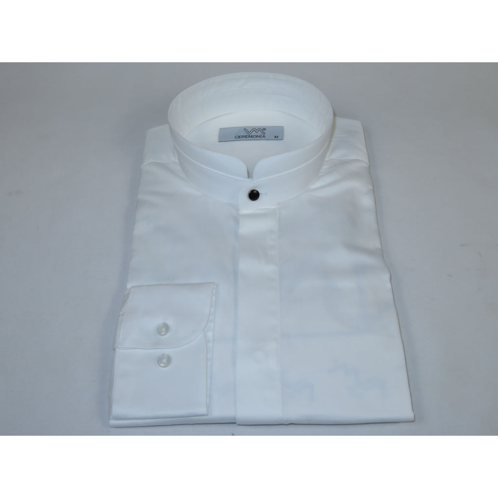 Mens CEREMONIA AVM Turkey Cotton Banded Minister Shirt Angelino-13 White