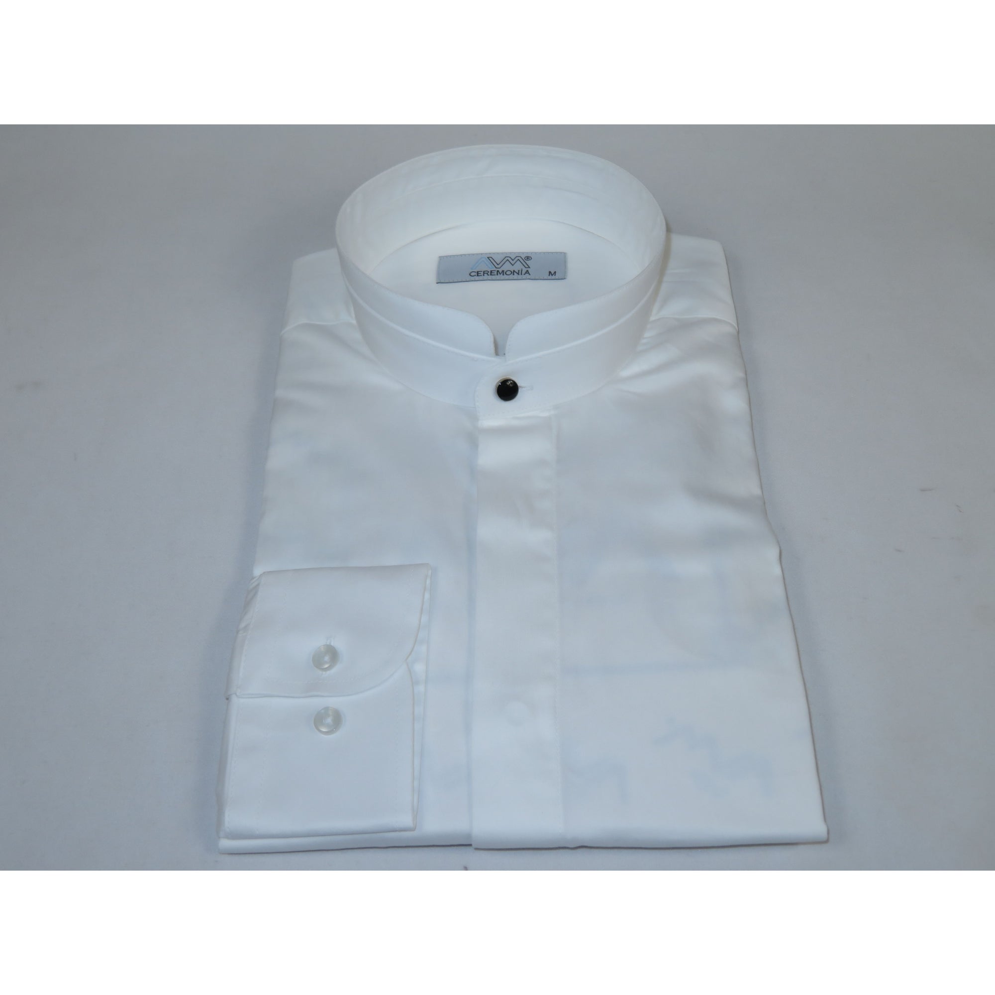 Mens CEREMONIA AVM Turkey Cotton Banded Minister Shirt Angelino-13 White