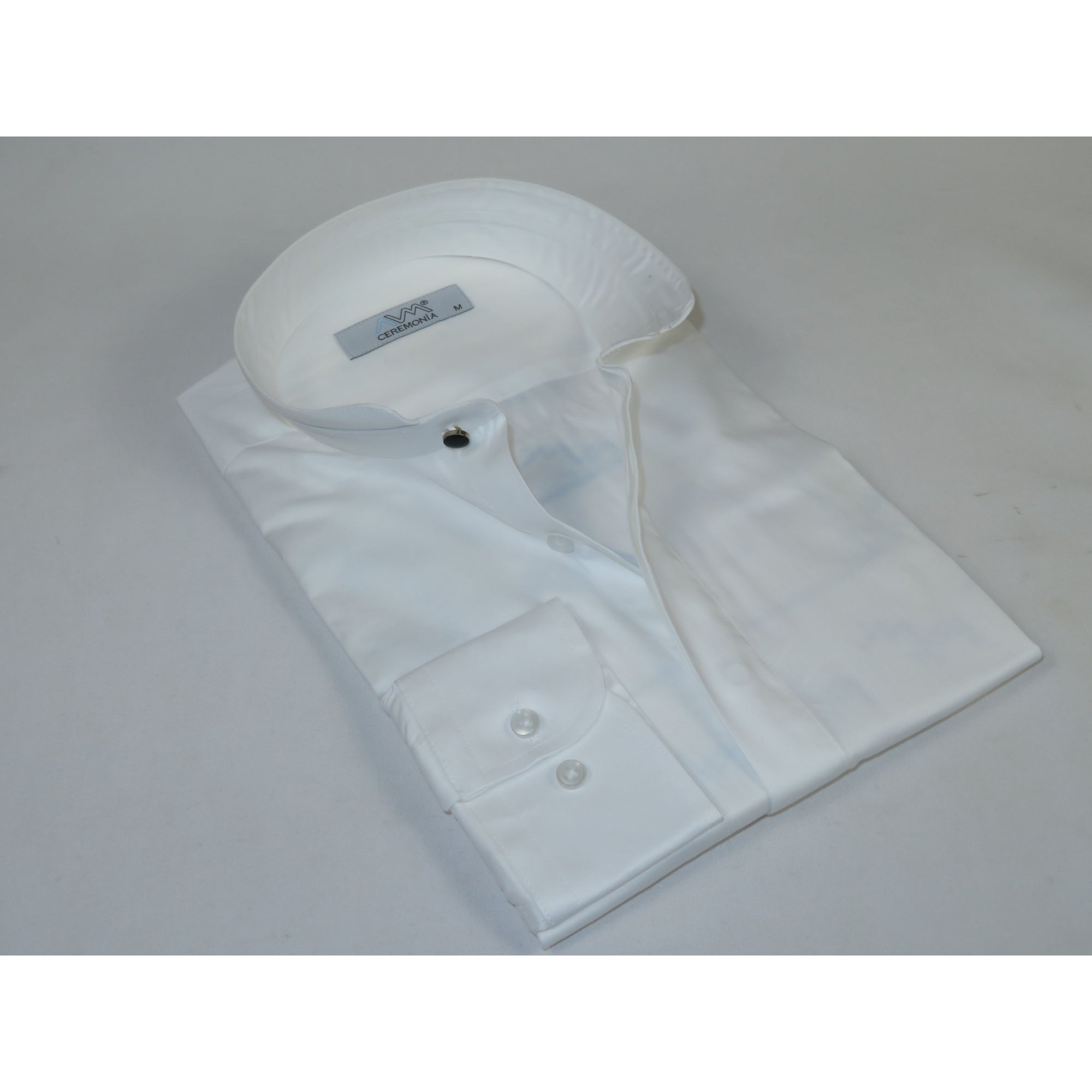 Mens CEREMONIA AVM Turkey Cotton Banded Minister Shirt Angelino-13 White