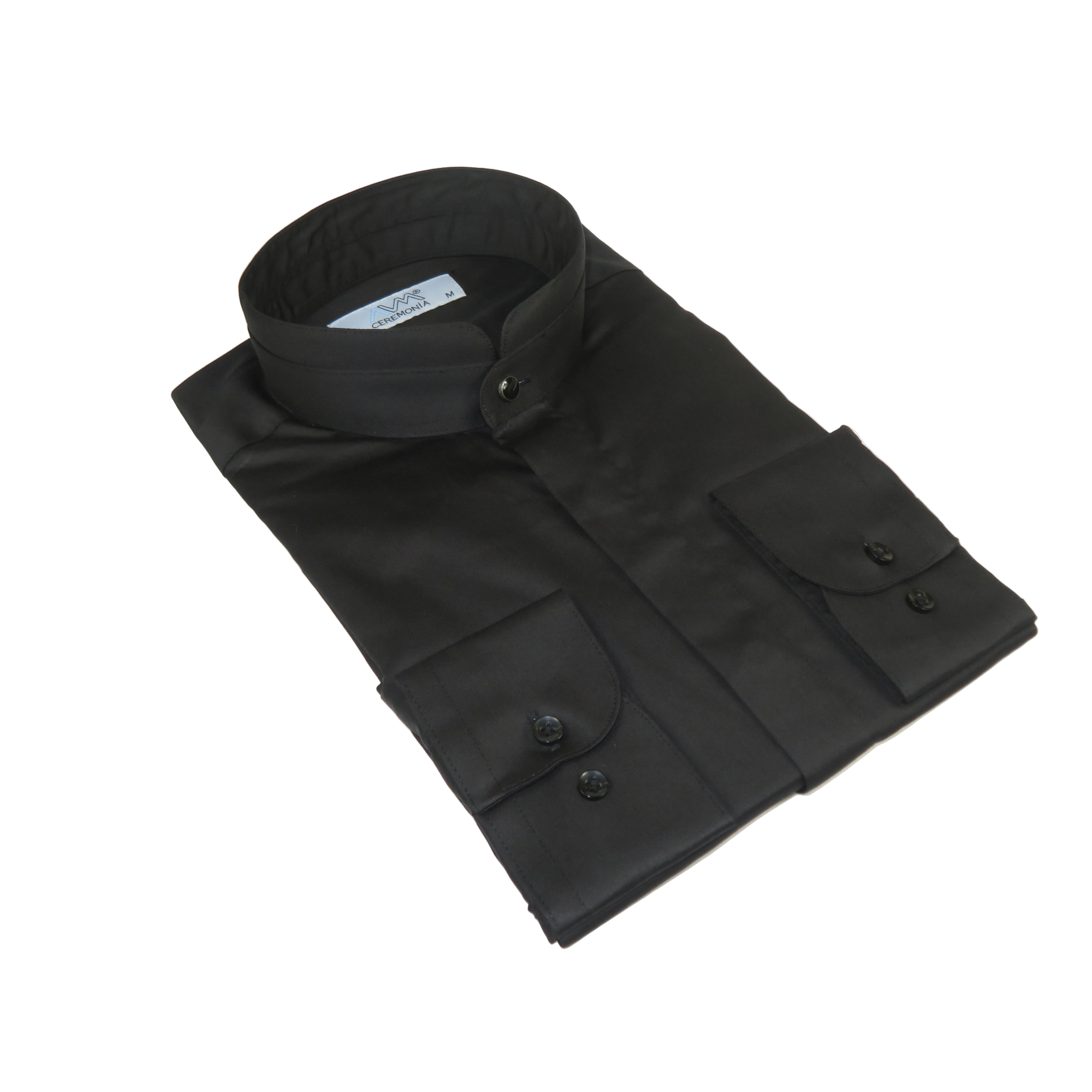 Mens CEREMONIA AVM Turkey Cotton Banded Minister Shirt Angelino-15 Black