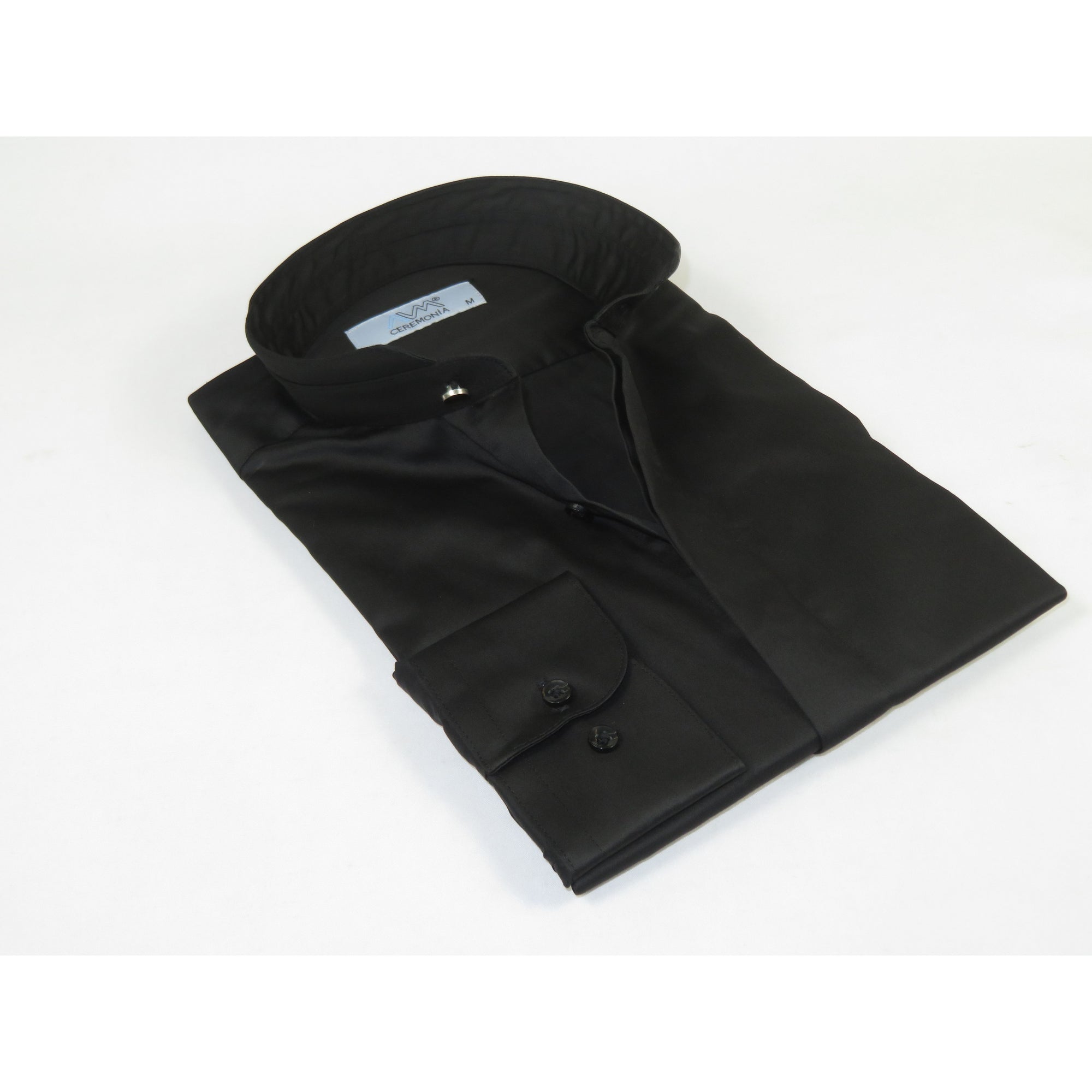 Mens CEREMONIA AVM Turkey Cotton Banded Minister Shirt Angelino-15 Black